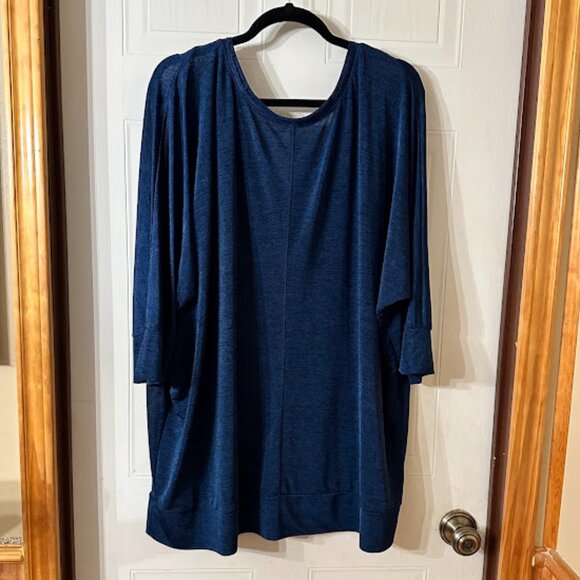 {Plus Size} Women's Lane Bryant Blouse~ Size 26/28~ Blue~ 3/4 Sleeve (B31) - Picture 4 of 5